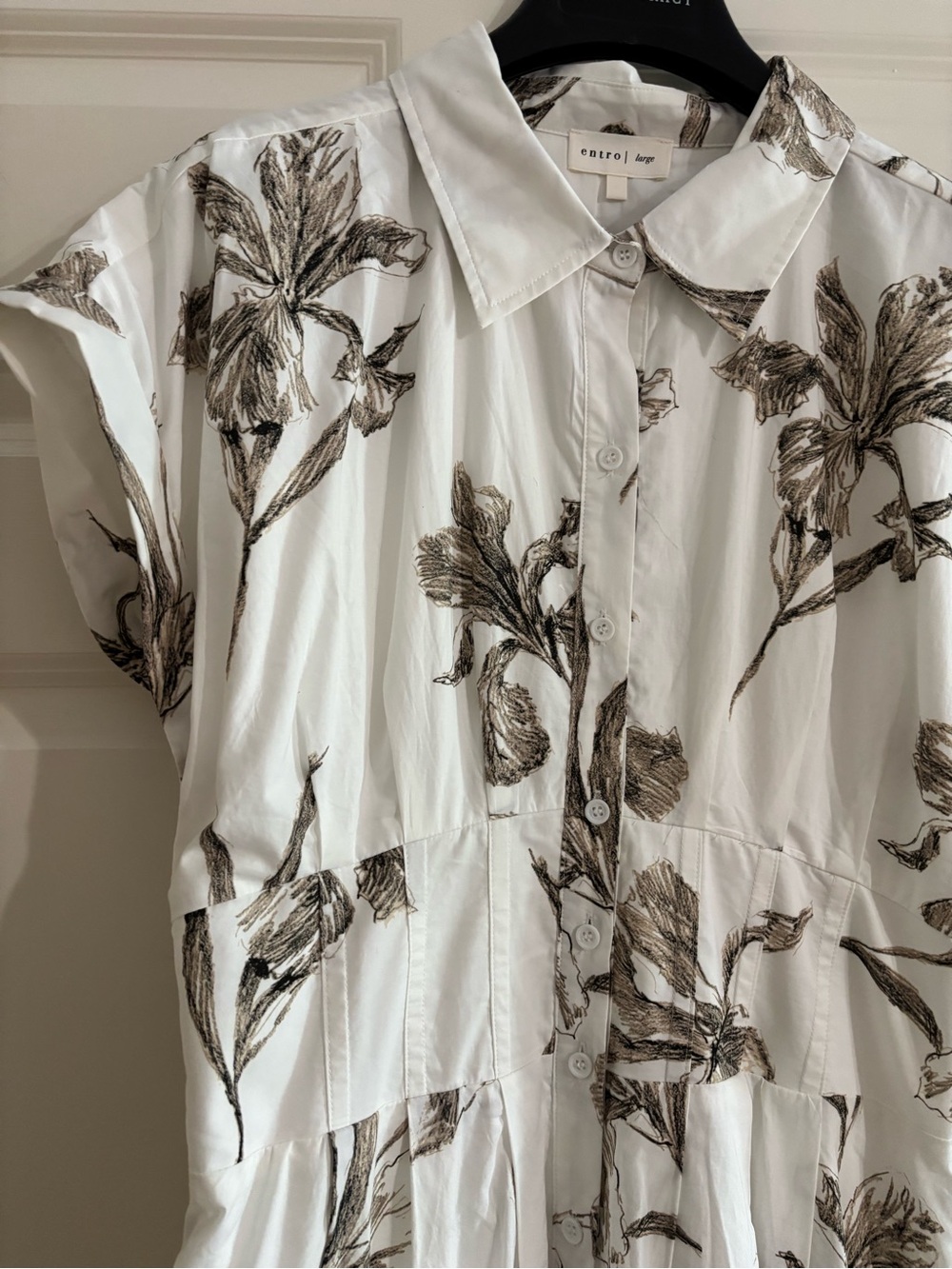 entro White Midi Shirt Dress with Brown Floral Print - Picture 3 of 10